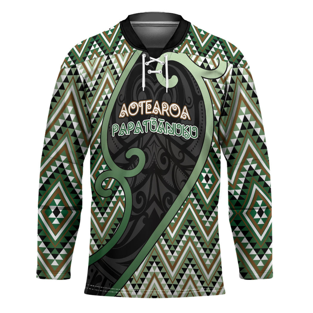 Custom Aotearoa Atua Papatuanuku Hockey Jersey Earth Mother Father Koru Patterns DT05 Unisex Green - Polynesian Pride