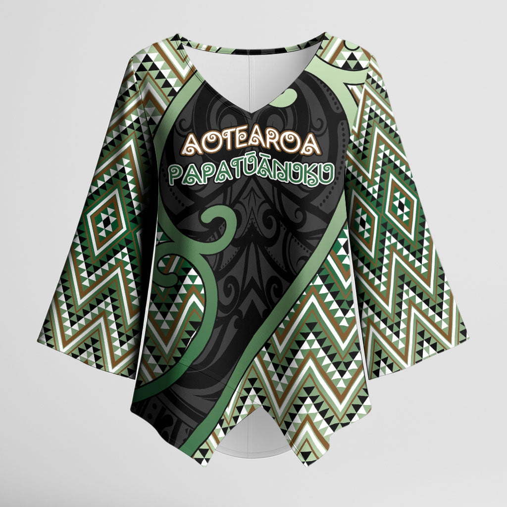 Custom Aotearoa Atua Papatuanuku Kimono Sleeve Blouse Earth Mother Father Koru Patterns