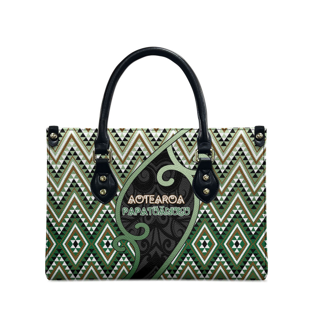 Aotearoa Atua Papatuanuku Leather Bag Earth Mother Father Koru Patterns