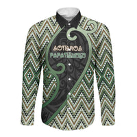 Custom Aotearoa Atua Papatuanuku Long Sleeve Button Shirt Earth Mother Father Koru Patterns