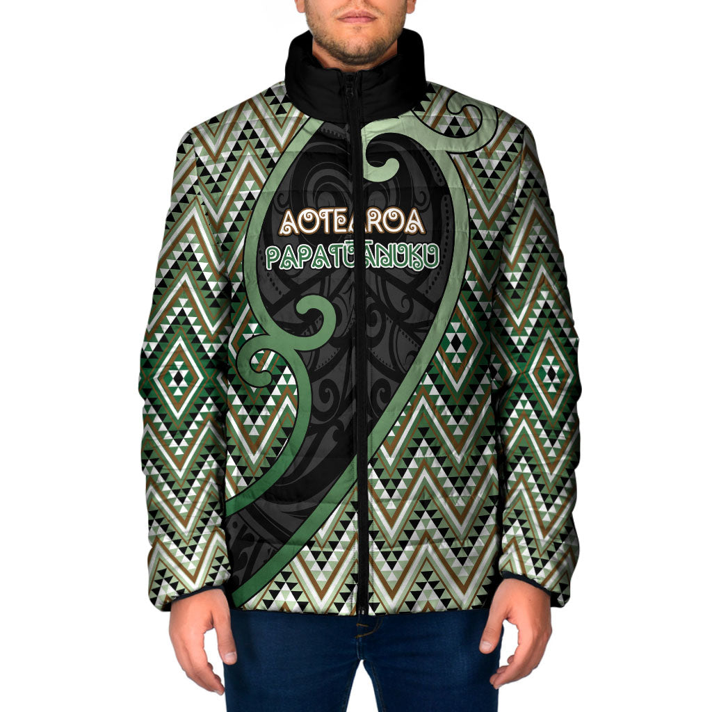 Custom Aotearoa Atua Papatuanuku Padded Jacket Earth Mother Father Koru Patterns