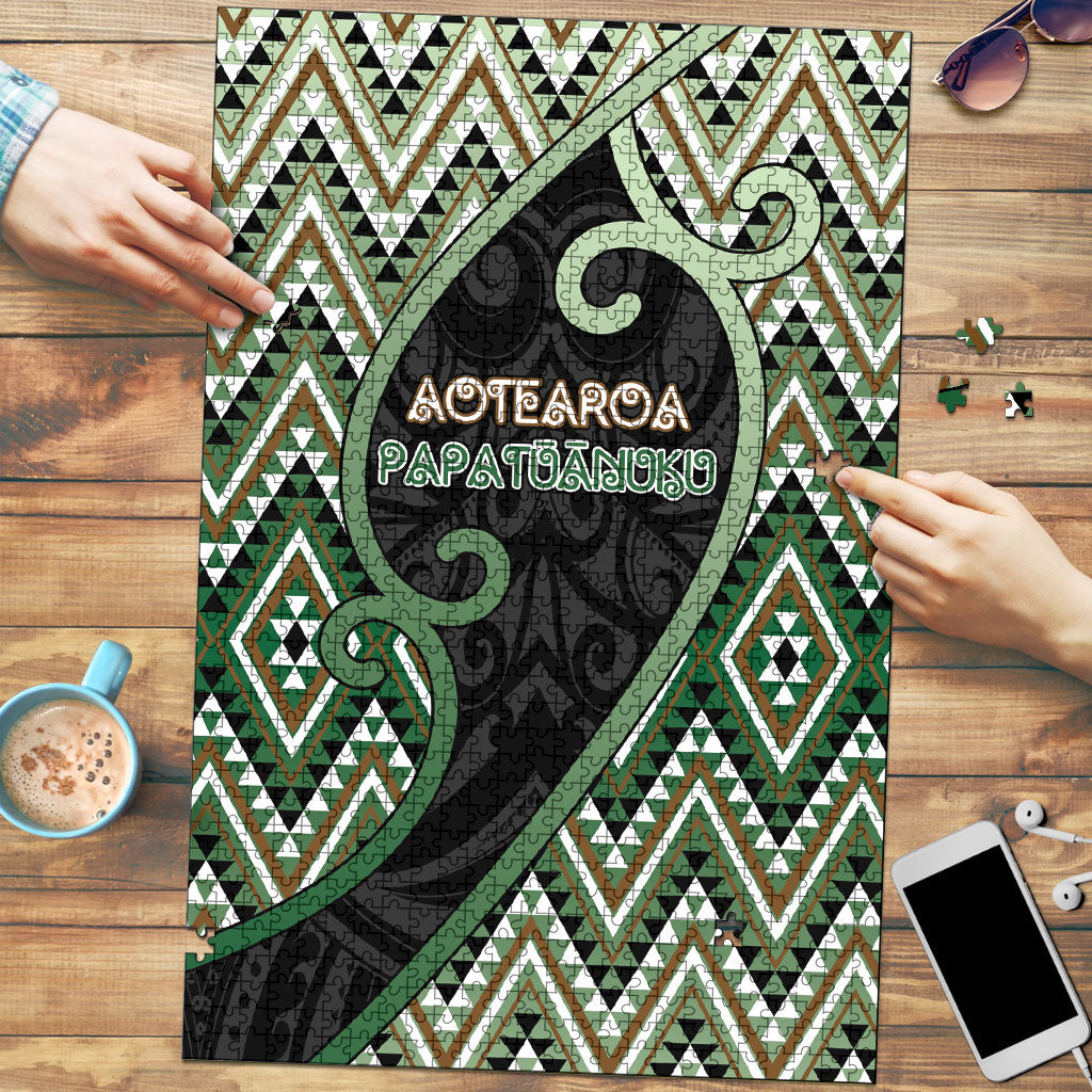 Aotearoa Atua Papatuanuku Puzzle Earth Mother Father Koru Patterns DT05 Green - Polynesian Pride