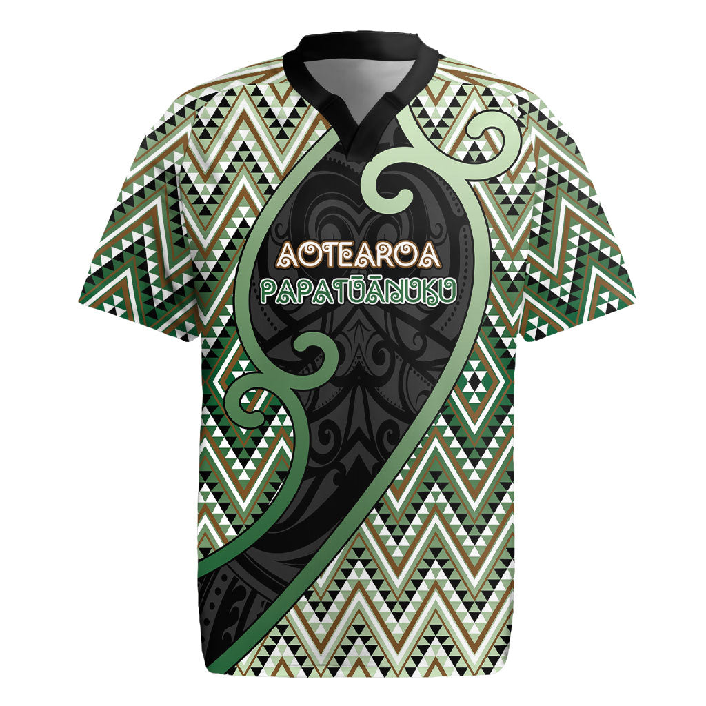 Custom Aotearoa Atua Papatuanuku Rugby Jersey Earth Mother Father Koru Patterns
