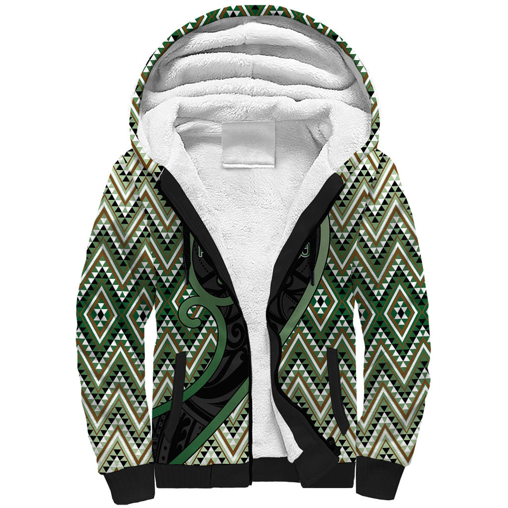Custom Aotearoa Atua Papatuanuku Sherpa Hoodie Earth Mother Father Koru Patterns DT05 Unisex Green - Polynesian Pride
