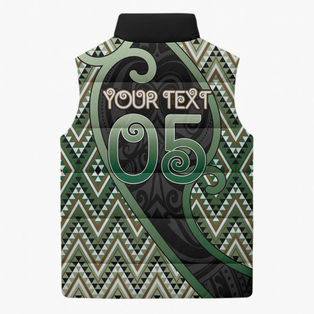 Custom Aotearoa Atua Papatuanuku Sleeveless Puffer Jacket Earth Mother Father Koru Patterns