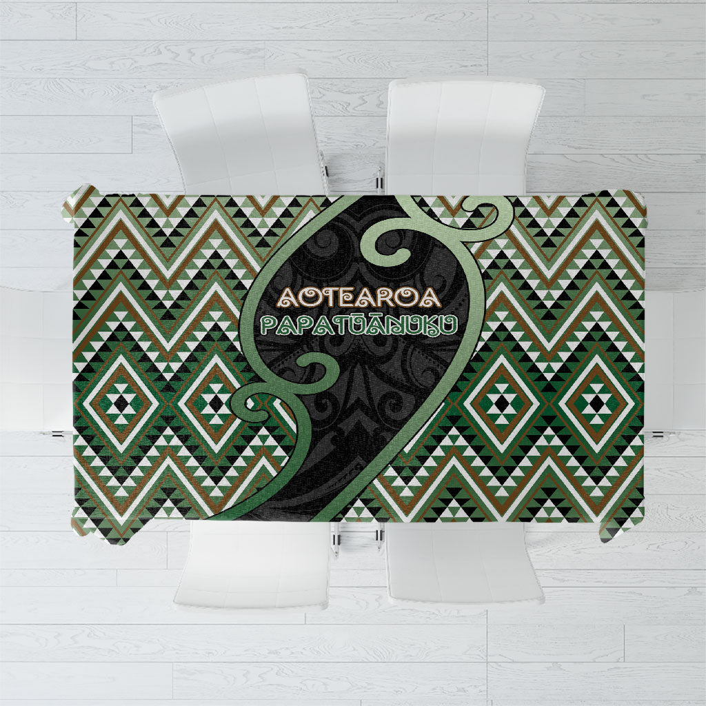 Aotearoa Atua Papatuanuku Tablecloth Earth Mother Father Koru Patterns DT05 Green - Polynesian Pride