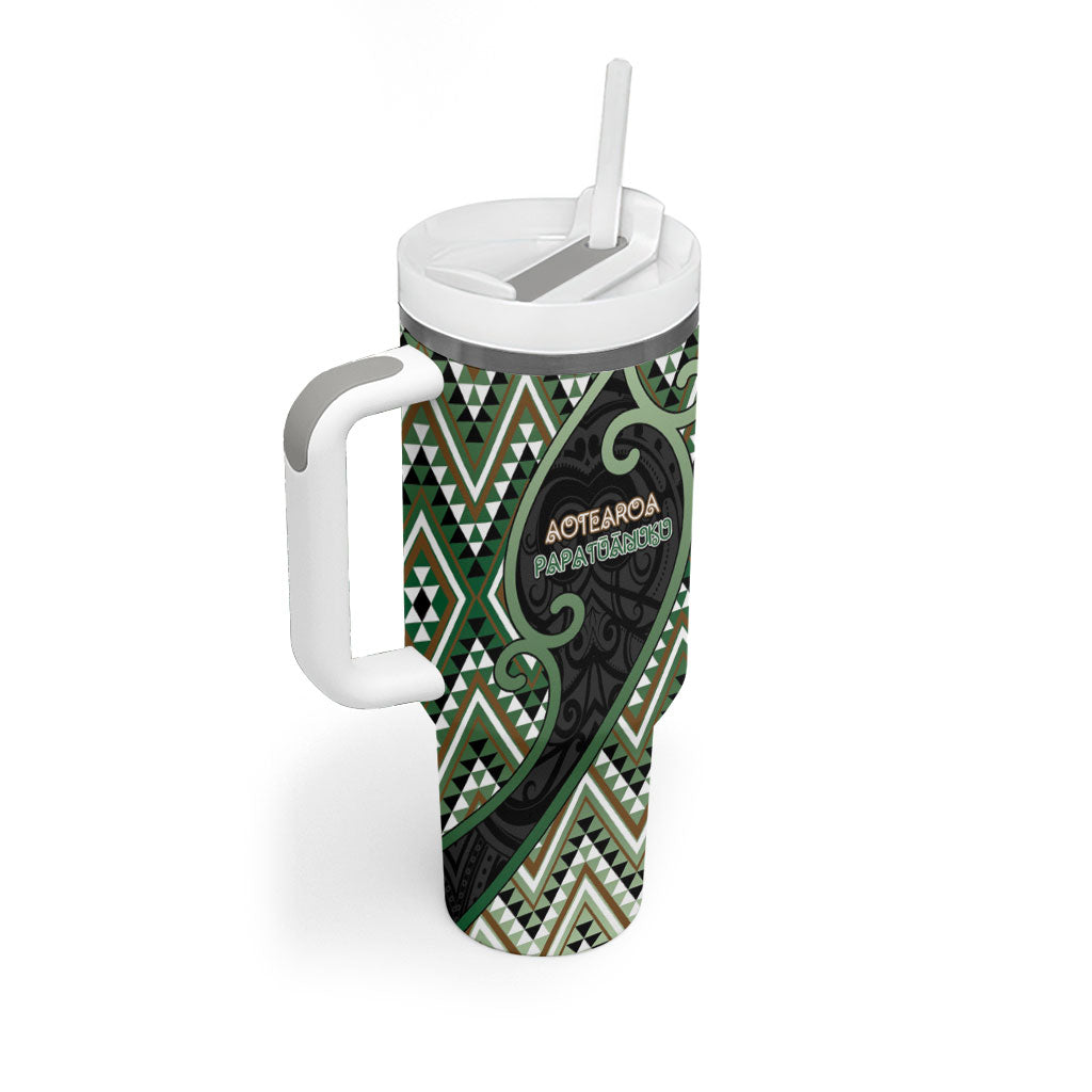 Custom Aotearoa Atua Papatuanuku Tumbler With Handle Earth Mother Father Koru Patterns