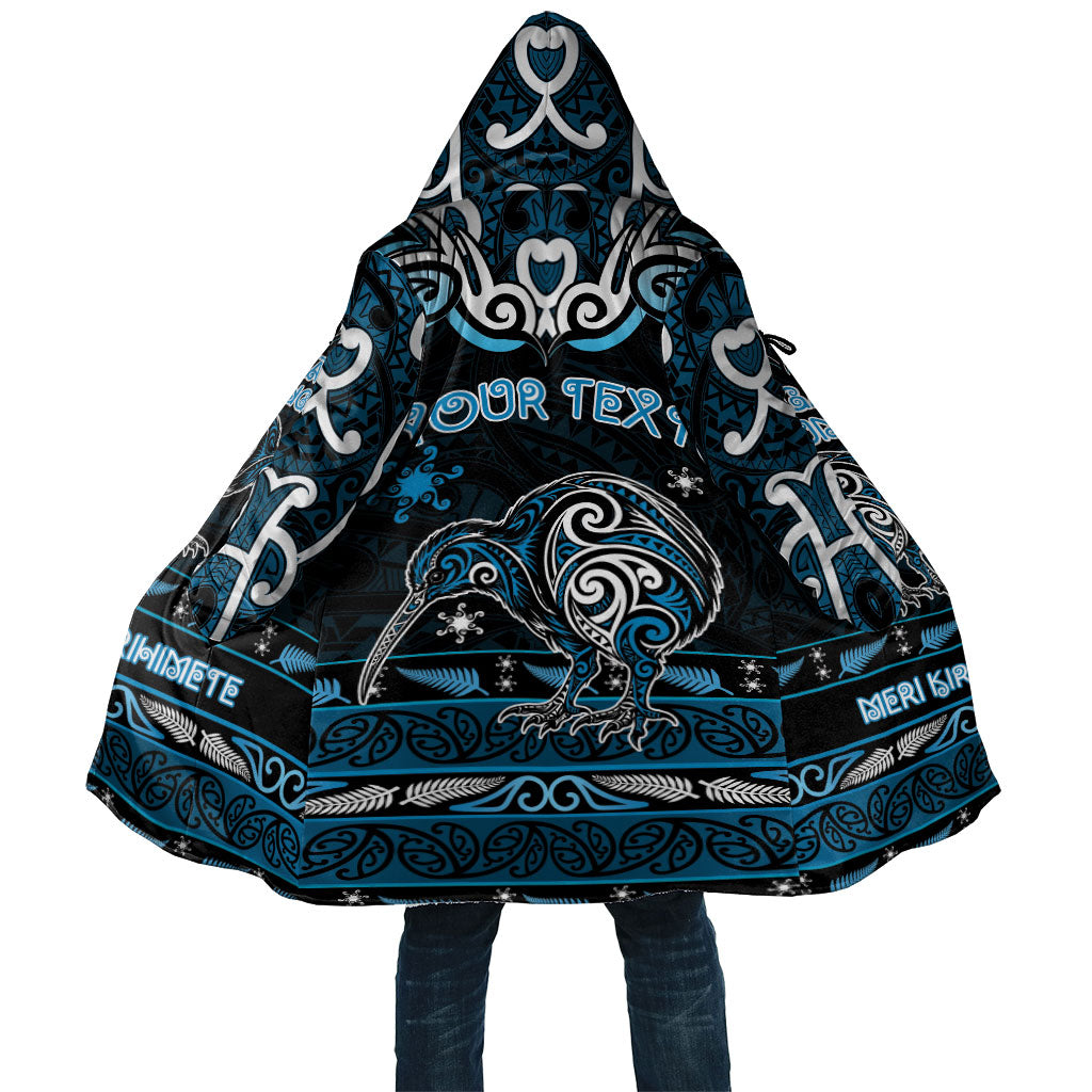 Personalised Ngati Kahungunu Aotearoa Meri Kirihimete Cloak Maori Kiwi Bird Silver Fern Koru Pattern DT05 Unisex Blue - Polynesian Pride