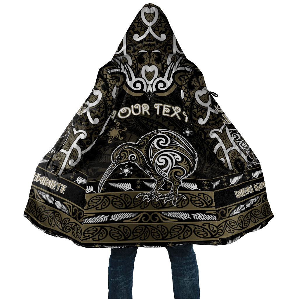Personalised Waikato Tainui Aotearoa Meri Kirihimete Cloak Maori Kiwi Bird Silver Fern Koru Pattern DT05 Unisex Gold - Polynesian Pride