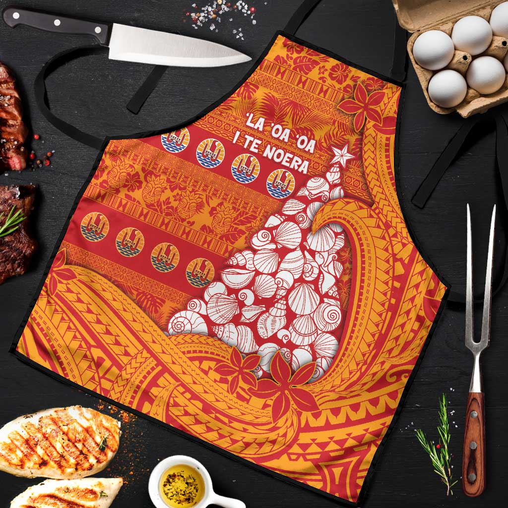 French Polynesia Christmas Apron Seashell Xmas Tree Tribal Waves - Polynesian Pride