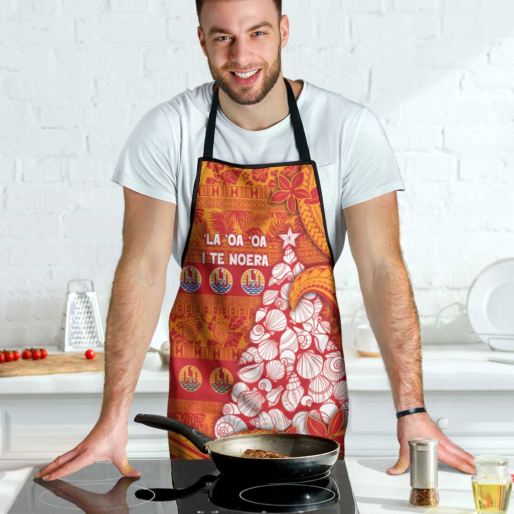 French Polynesia Christmas Apron Seashell Xmas Tree Tribal Waves - Polynesian Pride