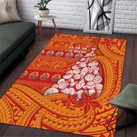 French Polynesia Christmas Area Rug Seashell Xmas Tree Tribal Waves - Polynesian Pride