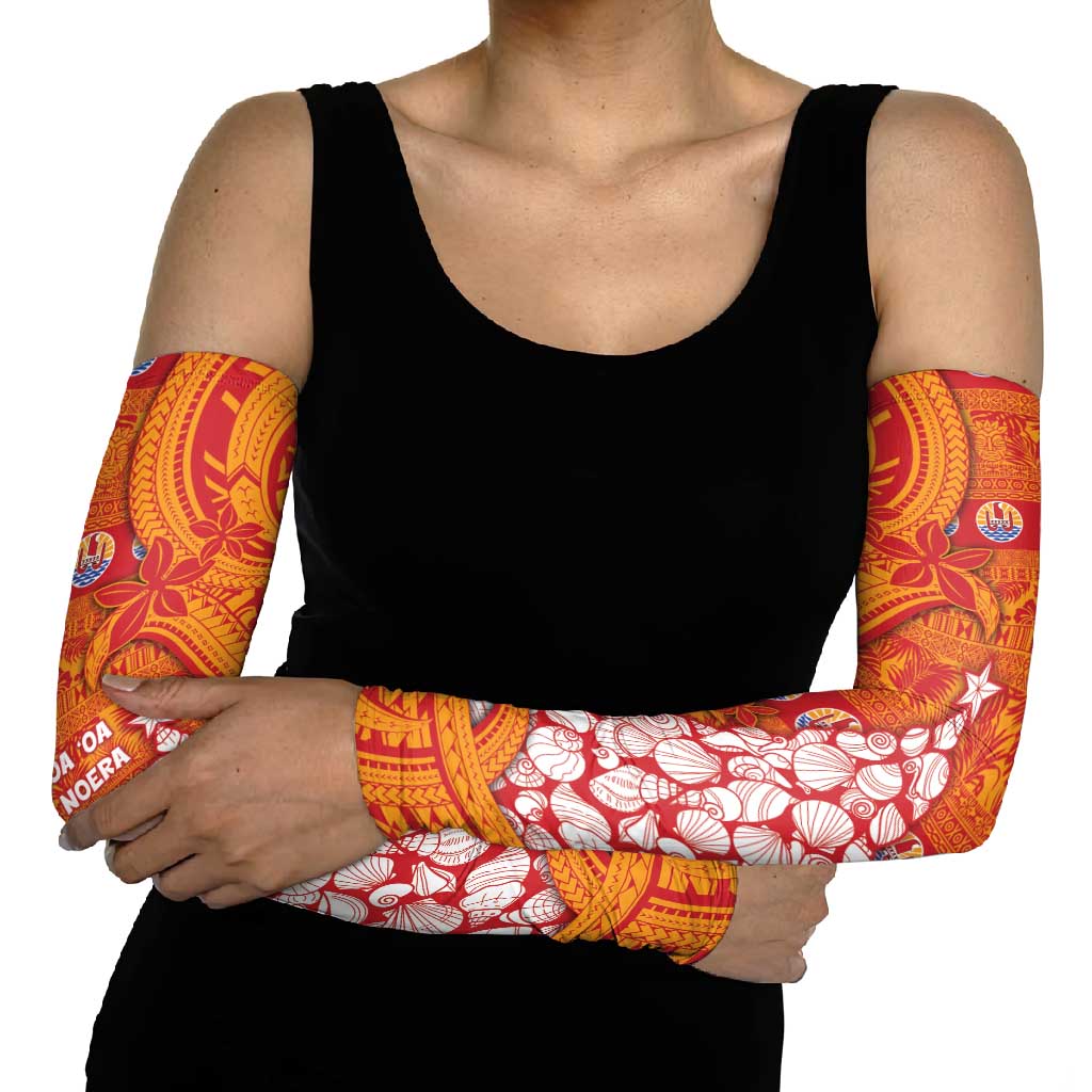 French Polynesia Christmas Arm Sleeves Seashell Xmas Tree Tribal Waves - Polynesian Pride