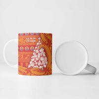 French Polynesia Christmas Ceramic Mug Seashell Xmas Tree Tribal Waves - Polynesian Pride