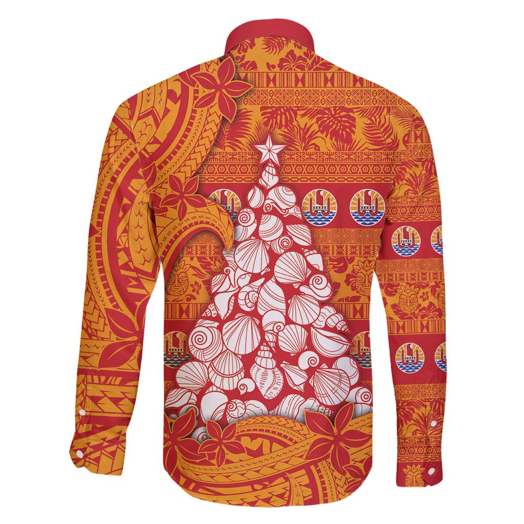 French Polynesia Christmas Family Matching Puletasi and Hawaiian Shirt Seashell Xmas Tree Tribal Waves - Polynesian Pride