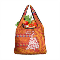 French Polynesia Christmas Grocery Bag Seashell Xmas Tree Tribal Waves - Polynesian Pride