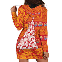 French Polynesia Christmas Hoodie Dress Seashell Xmas Tree Tribal Waves - Polynesian Pride