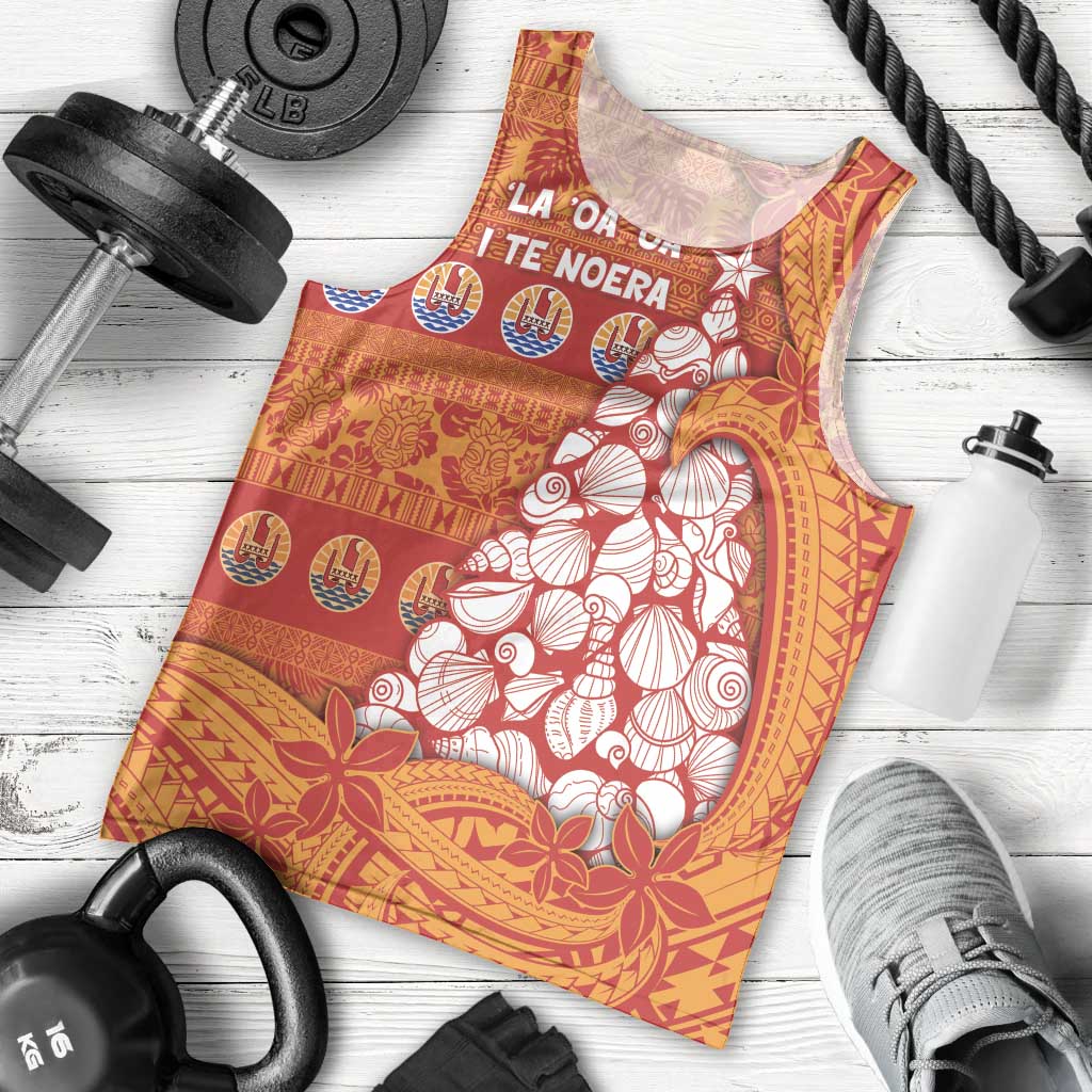 French Polynesia Christmas Men Tank Top Seashell Xmas Tree Tribal Waves - Polynesian Pride