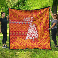 French Polynesia Christmas Quilt Seashell Xmas Tree Tribal Waves - Polynesian Pride