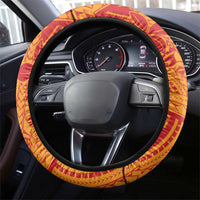 French Polynesia Christmas Steering Wheel Cover Seashell Xmas Tree Tribal Waves - Polynesian Pride