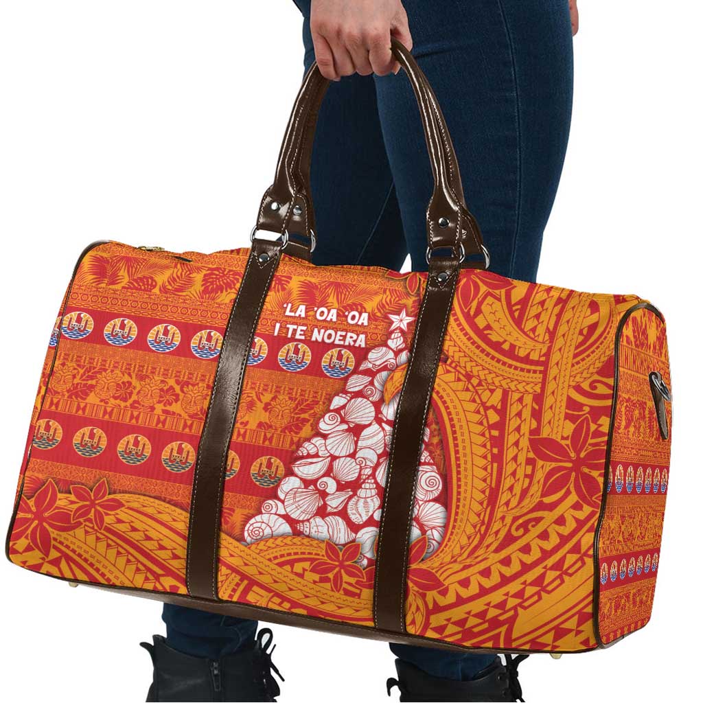 French Polynesia Christmas Travel Bag Seashell Xmas Tree Tribal Waves - Polynesian Pride