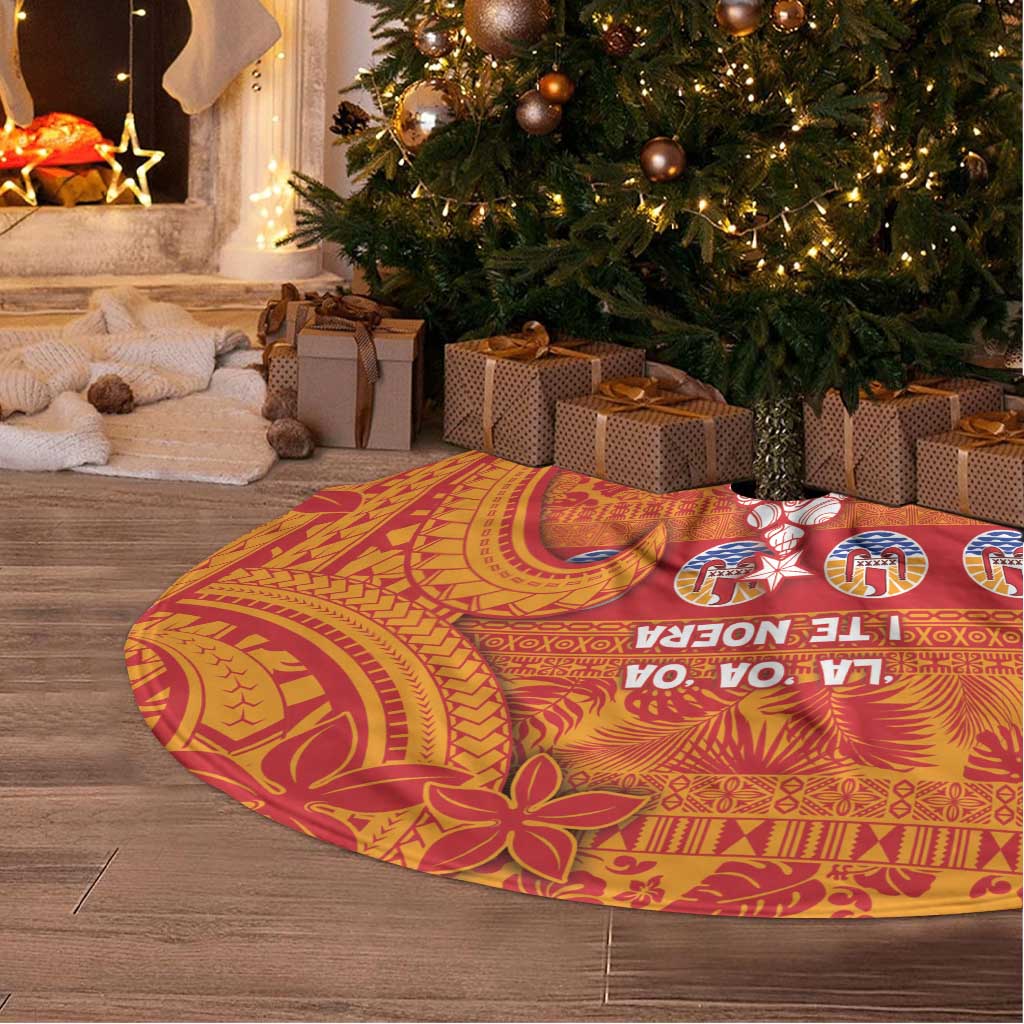 French Polynesia Christmas Tree Skirt Seashell Xmas Tree Tribal Waves - Polynesian Pride