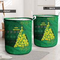 Cook Islands Christmas Laundry Basket Seashell Xmas Tree Tribal Waves - Polynesian Pride