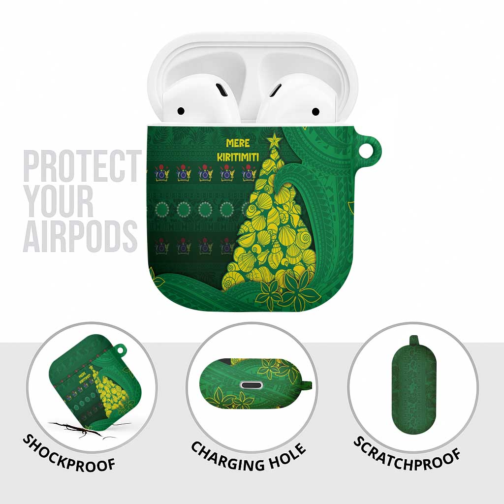 Cook Islands Christmas AirPods Case Seashell Xmas Tree Tribal Waves - Polynesian Pride