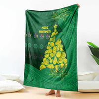 Cook Islands Christmas Blanket Seashell Xmas Tree Tribal Waves - Polynesian Pride