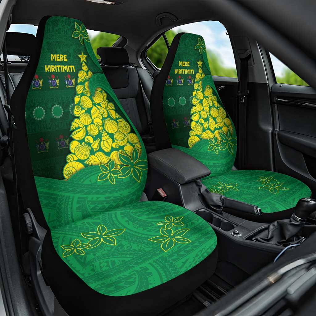 Cook Islands Christmas Car Seat Cover Seashell Xmas Tree Tribal Waves - Polynesian Pride