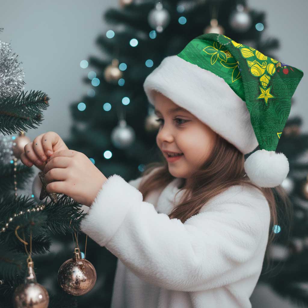 Cook Islands Christmas Santa Hat Seashell Xmas Tree Tribal Waves - Polynesian Pride