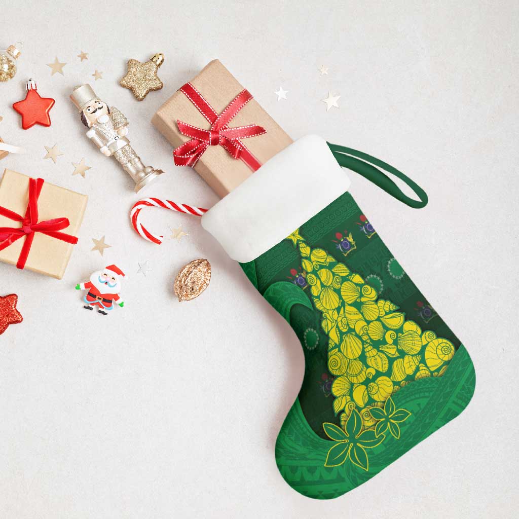 Cook Islands Christmas Stocking Seashell Xmas Tree Tribal Waves - Polynesian Pride