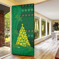Cook Islands Christmas Door Cover Seashell Xmas Tree Tribal Waves - Polynesian Pride
