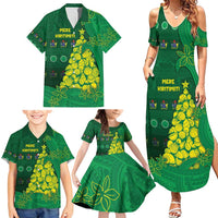 Cook Islands Christmas Family Matching Summer Maxi Dress and Hawaiian Shirt Seashell Xmas Tree Tribal Waves - Polynesian Pride