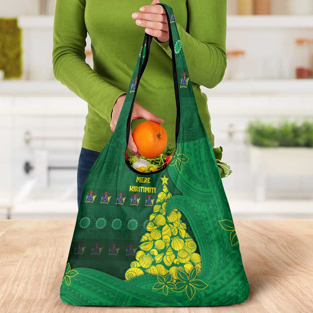 Cook Islands Christmas Grocery Bag Seashell Xmas Tree Tribal Waves - Polynesian Pride