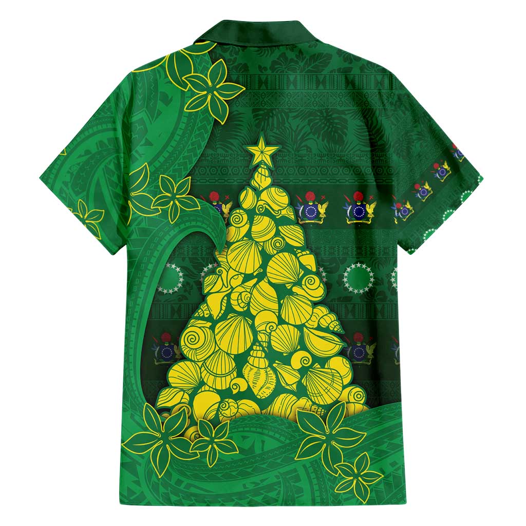 Cook Islands Christmas Hawaiian Shirt Seashell Xmas Tree Tribal Waves - Polynesian Pride