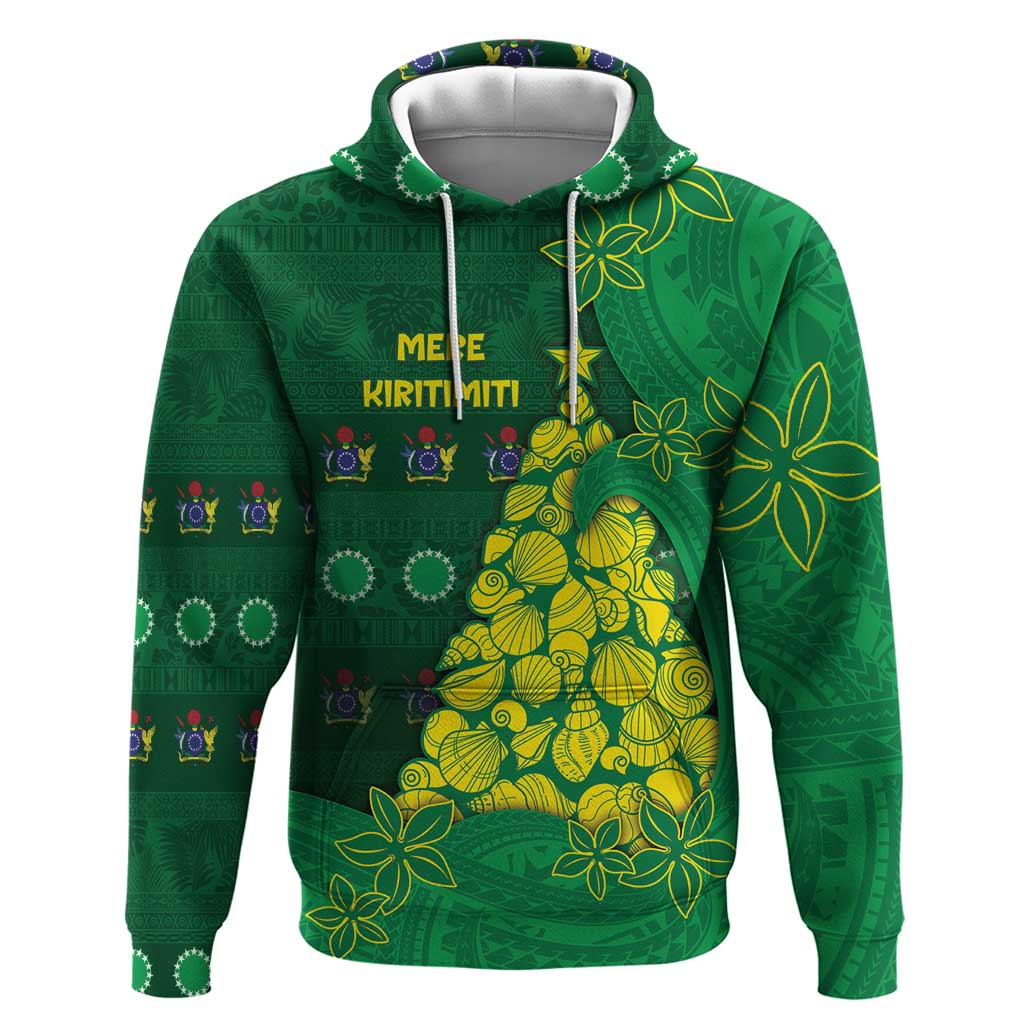 Cook Islands Christmas Hoodie Seashell Xmas Tree Tribal Waves - Polynesian Pride