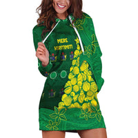 Cook Islands Christmas Hoodie Dress Seashell Xmas Tree Tribal Waves - Polynesian Pride