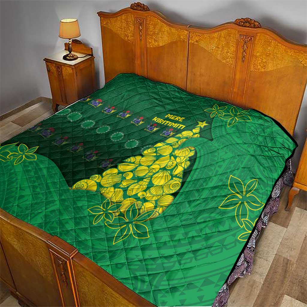 Cook Islands Christmas Quilt Seashell Xmas Tree Tribal Waves - Polynesian Pride