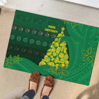 Cook Islands Christmas Rubber Doormat Seashell Xmas Tree Tribal Waves - Polynesian Pride