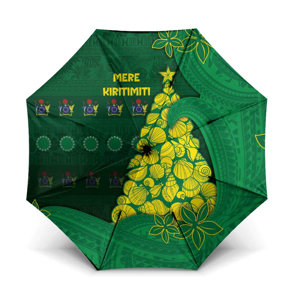 Cook Islands Christmas Umbrella Seashell Xmas Tree Tribal Waves - Polynesian Pride