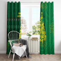 Cook Islands Christmas Window Curtain Seashell Xmas Tree Tribal Waves - Polynesian Pride