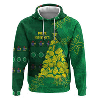 Cook Islands Christmas Zip Hoodie Seashell Xmas Tree Tribal Waves - Polynesian Pride