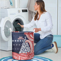 Wallis And Futuna Christmas Laundry Basket Seashell Xmas Tree Tribal Waves - Polynesian Pride