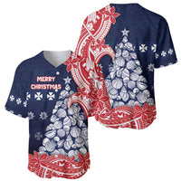 Wallis And Futuna Christmas Baseball Jersey Seashell Xmas Tree Tribal Waves - Polynesian Pride