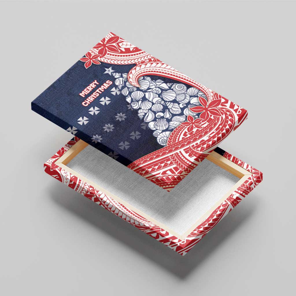 Wallis And Futuna Christmas Canvas Wall Art Seashell Xmas Tree Tribal Waves - Polynesian Pride