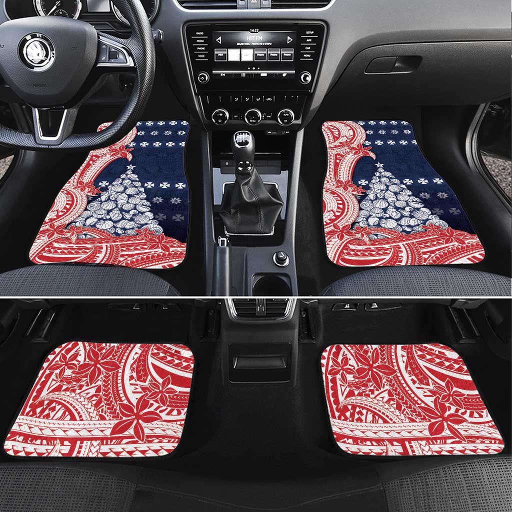 Wallis And Futuna Christmas Car Mats Seashell Xmas Tree Tribal Waves - Polynesian Pride