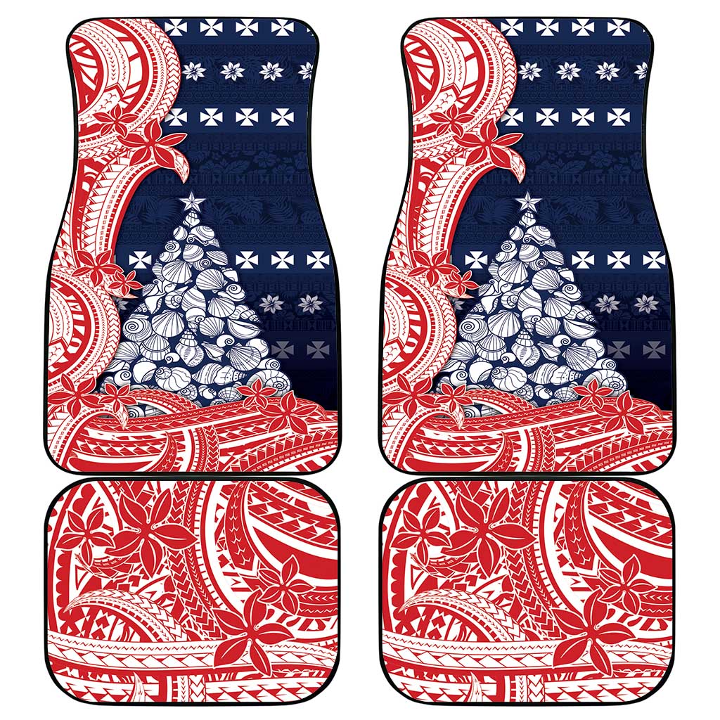 Wallis And Futuna Christmas Car Mats Seashell Xmas Tree Tribal Waves - Polynesian Pride