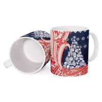 Wallis And Futuna Christmas Ceramic Mug Seashell Xmas Tree Tribal Waves - Polynesian Pride