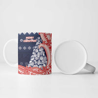 Wallis And Futuna Christmas Ceramic Mug Seashell Xmas Tree Tribal Waves - Polynesian Pride